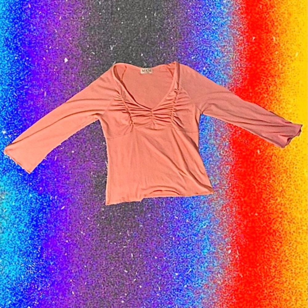 Coral Pink Rutched Tee